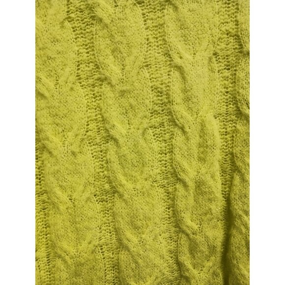 Evereve Womens Sweater Size XS Chartreuse Cable Knit Cozy Long Sleeve Pullover - Picture 3 of 13